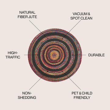 Abyss Braided Bohemian Coastal Round Jute Area Rug